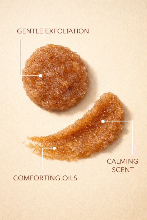 Gentle exfoliation.comforting oil.calming scent